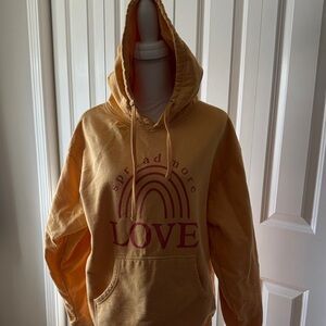 Yellow Hoodie with Love Graphic